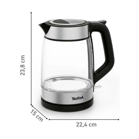 Електрочайник Tefal Glass Kettle KI605830 сріблясто-чорний Зображення