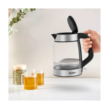 Електрочайник Tefal Glass Kettle KI605830 сріблясто-чорний Зображення