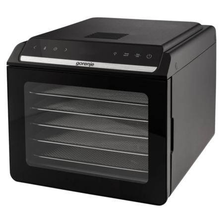 Сушарка для продуктів Gorenje FDK600DB 580Вт, піддонів - 6x1.5см, діаметр - 25см, макс - 75°С, дисплей, пластик+метал, чорний (ERFDK600DB) Зображення
