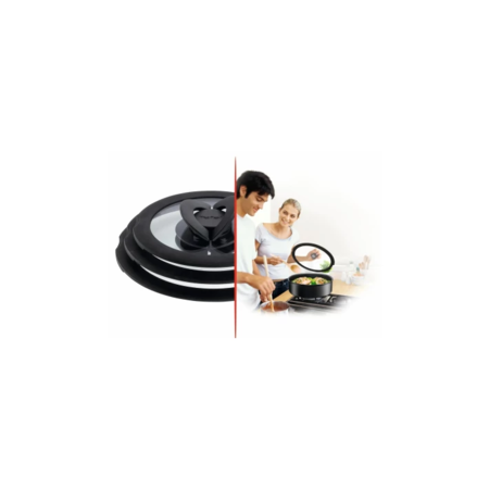 Кришка для посуду Tefal Ingenio 28см, скло, силікон, прозоро-чорний (L9846753) (861078-01) Зображення