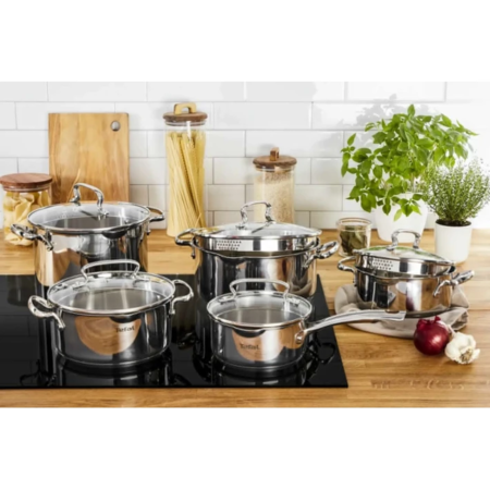 Набір посуду Tefal Duetto Plus, 10 предметів, нержавіюча сталь, скло (G719SA55-e) Зображення
