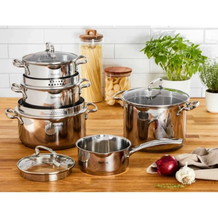Набір посуду Tefal Duetto Plus, 10 предметів, нержавіюча сталь, скло (G719SA55-e) Зображення