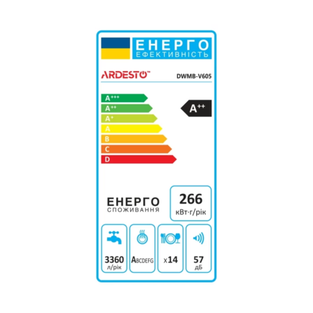 Посудомийна машина Ardesto DWMB-V605 Изображение