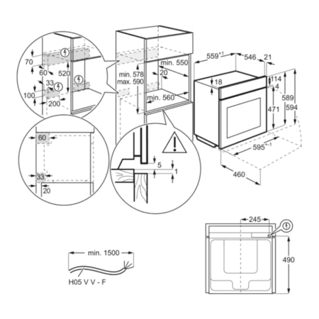 Духова електрична шафа Electrolux EOF5F50BX Зображення