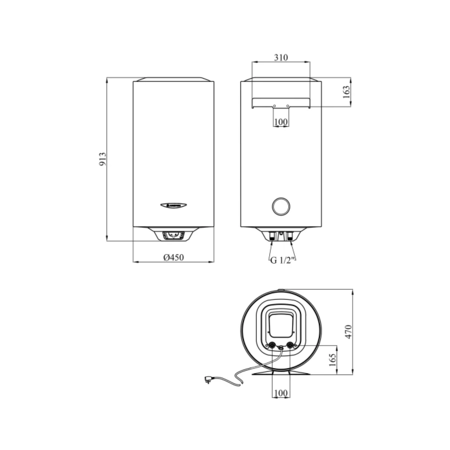 Водонагрівач Ariston PRO1 R 100 V 1,8K PL DRY HEATER з сухим ТЕНом 3201856 (CV034098) Зображення
