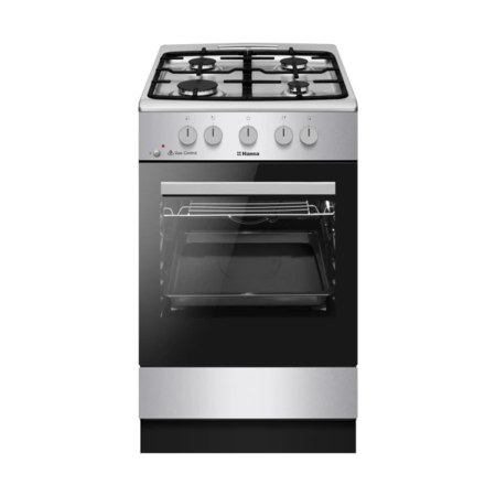 Плита Hansa FCGX52029H газова, 50x60см, 67л, чавун, газ контр., нержавіюча сталь (ERFCGX52029H) Зображення