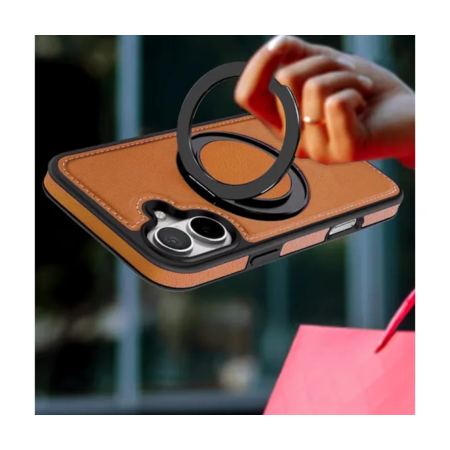 Шкіряна накладка Retro with Magnetic Safe для Apple iPhone 16 (6.1") Brown (303305) Зображення