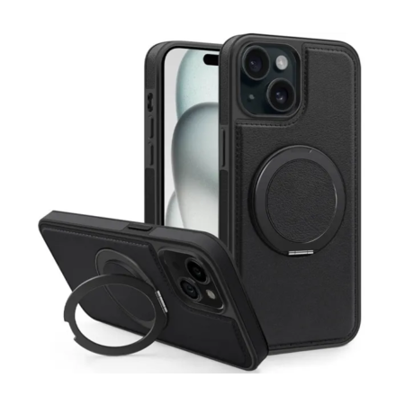 Шкіряна накладка Retro with Magnetic Safe для Apple iPhone 15 (6.1") Black (303297) Зображення