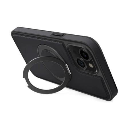 Шкіряна накладка Retro with Magnetic Safe для Apple iPhone 15 (6.1") Black (303297) Зображення