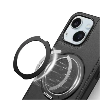 Шкіряна накладка Retro with Magnetic Safe для Apple iPhone 15 (6.1") Black (303297) Зображення