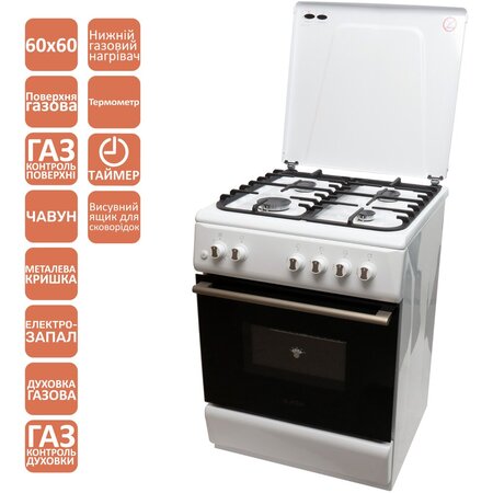 плита газова Ventolux GG 6060 CS (WH) T Изображение