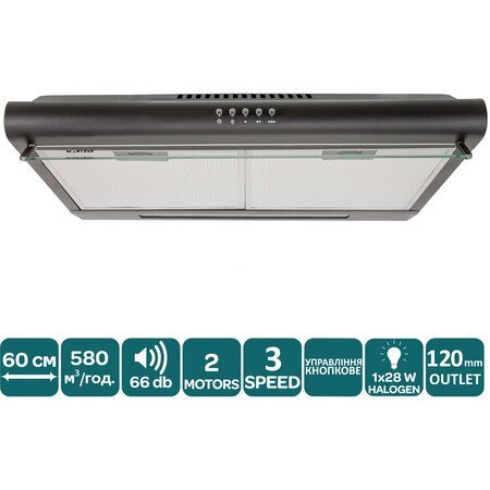 Витяжка Ventolux ROMA 60 BK 2M LUX Изображение