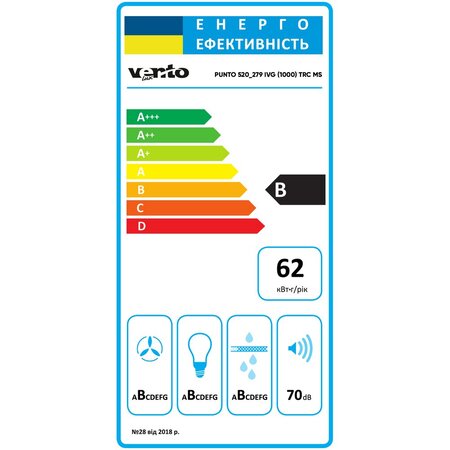 Витяжка Ventolux PUNTO 520/279 IVG (1000) TRC MS Изображение