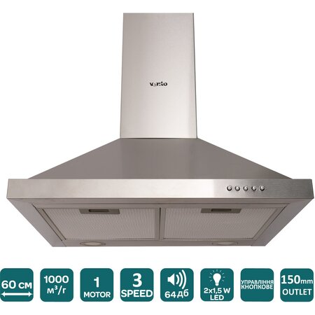Витяжка Ventolux LAZIO 60 INOX (1000) LED Изображение