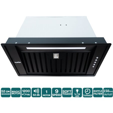 Витяжка Ventolux PUNTO 52 BK (1200) ST MM BF Изображение
