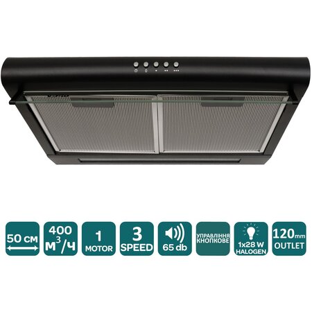 Витяжка Ventolux ROMA 50 BK LUX Изображение